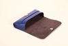 A dark blue eyeglass case soft bag with customizable LOGO and color
