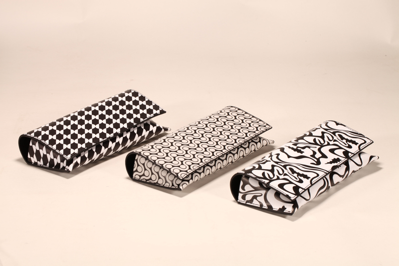 Three types of glasses case soft bag, is black and white rectangular irregular pattern,