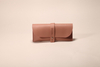 A meat pink glasses case soft bag, with a fixed edge strip, LOGO can be customized