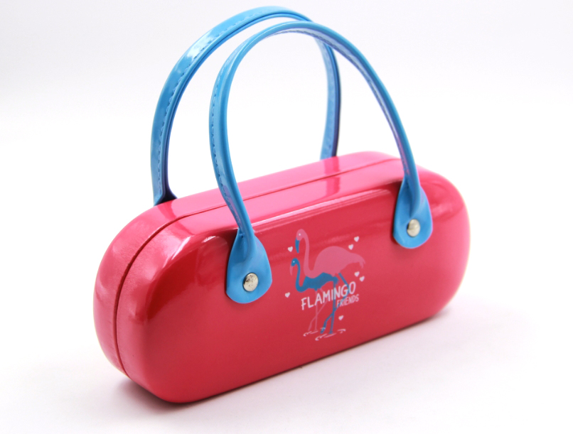 Double handles pu lady hand bag for kids with flamingo