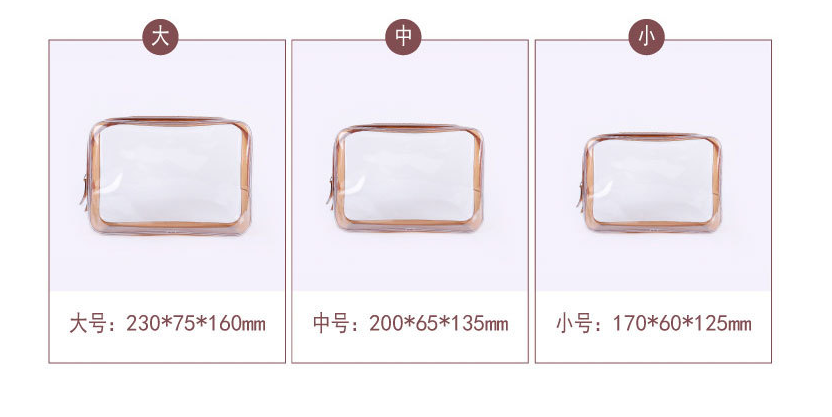 Transparent PVC cosmetic bag waterproof travel large capacity wash bag jelly PVC bag