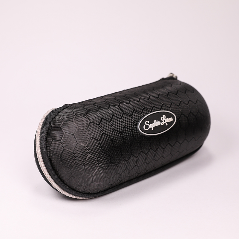 2021 Glasses Case Sunglasses Black Glasses Case Printed with LOGO, Zip Type Printed with Hexagonal Pattern