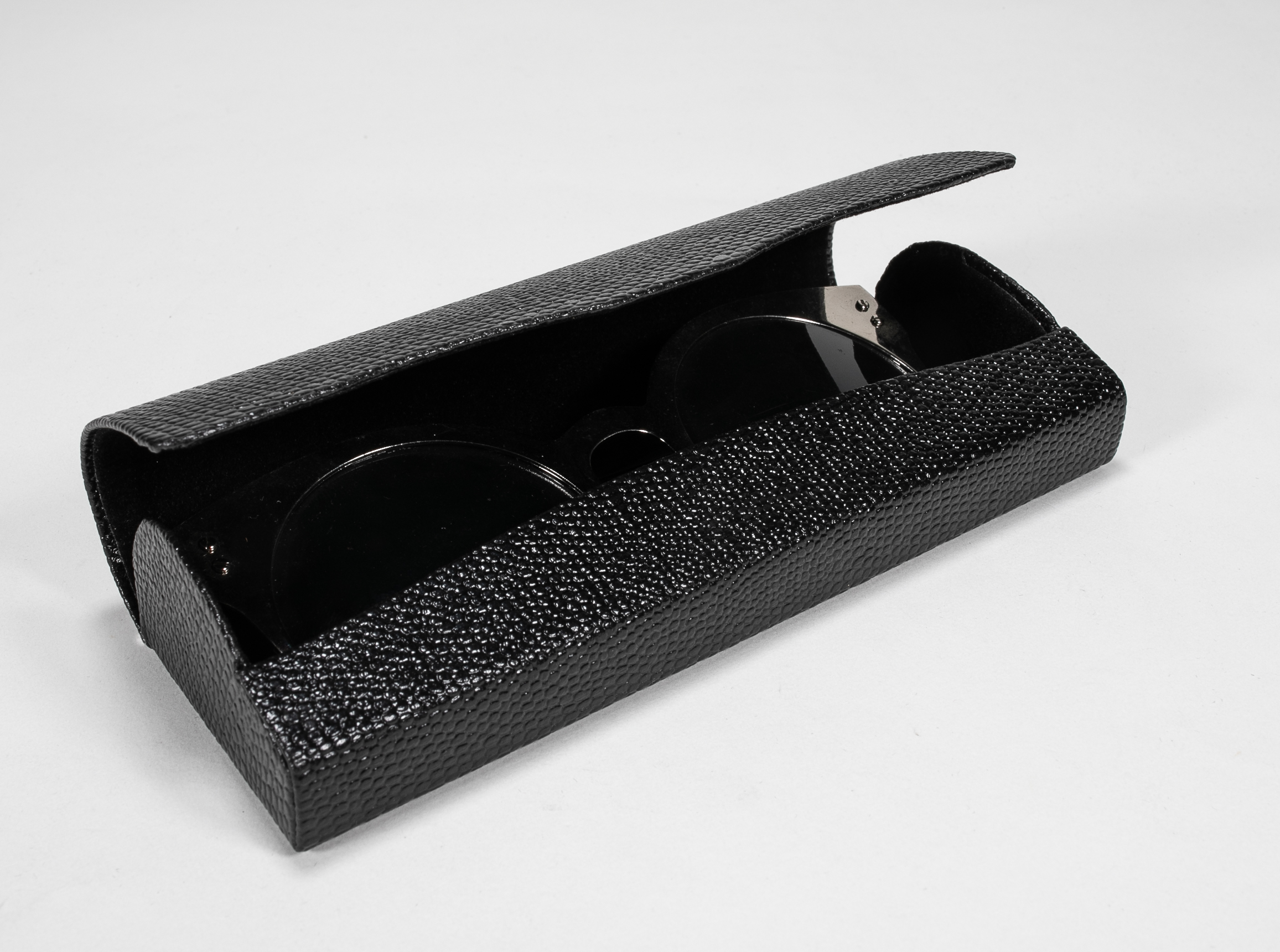 Hard Shell Eyeglass Case PU Leather Vintage Pattern Glasses Protective Case