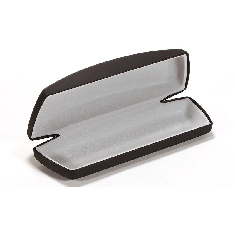 Hard Metal Bodied Eyeglass Case for Medium Frames in Matte Finish in Black with a logo 