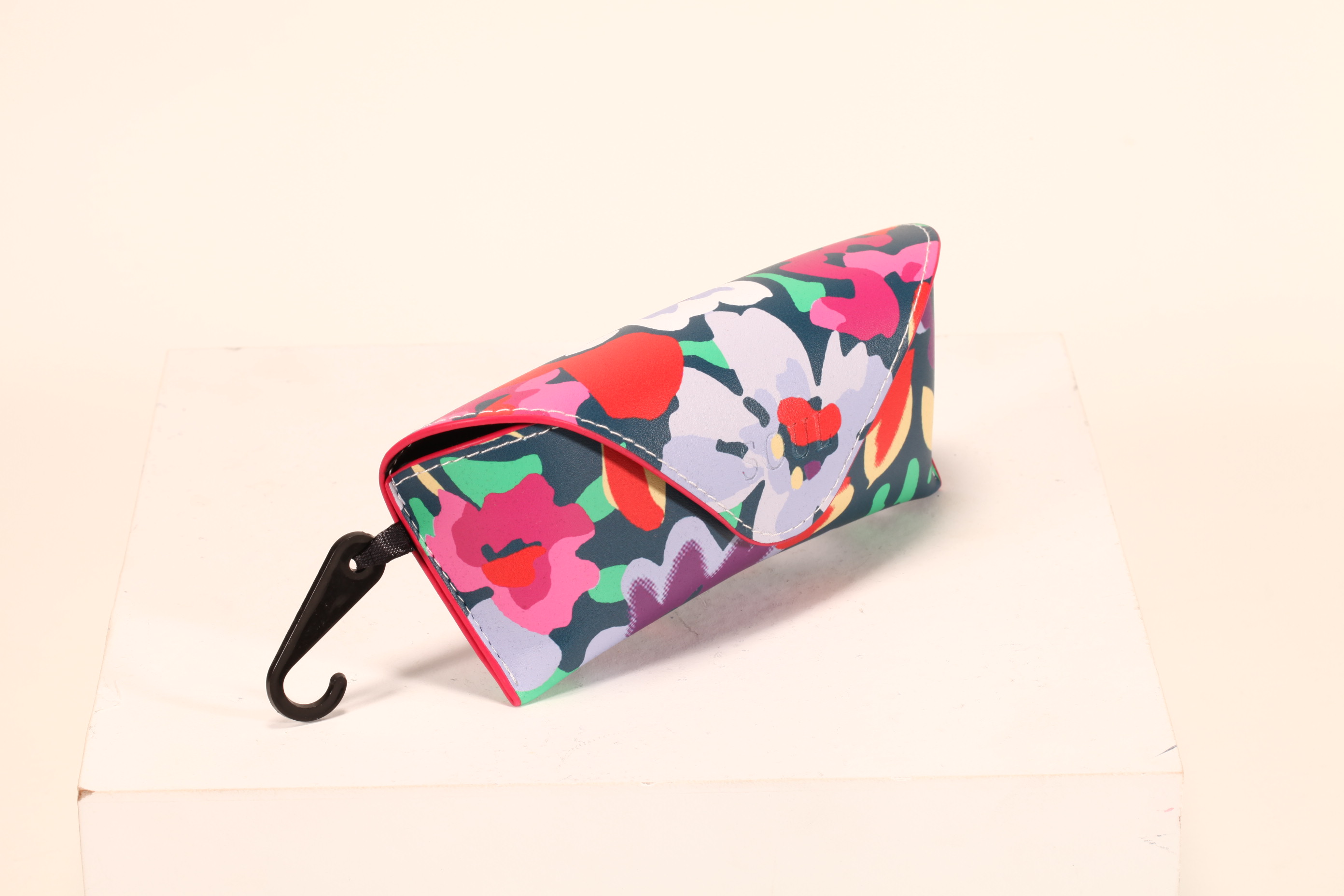 Leopard-colored glasses case and Flower eyeglass case with button,