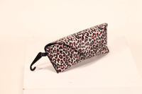 Leopard-colored glasses case and Flower eyeglass case with button,
