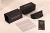 Glasses case set, including a paper box, an instruction manual, and a glasses cloth.