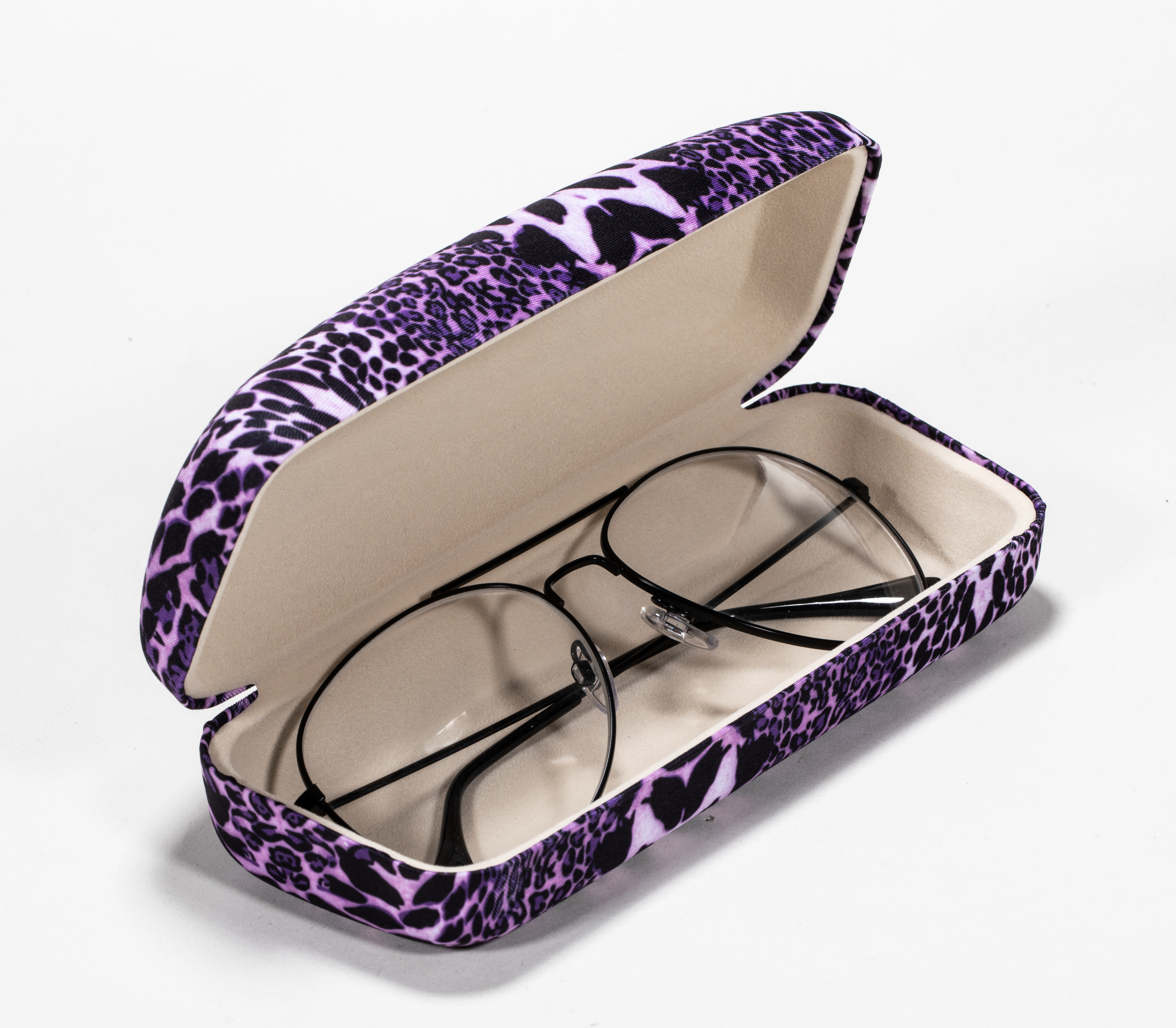 2021 glasses box iron box purple leopard print texture comfortable