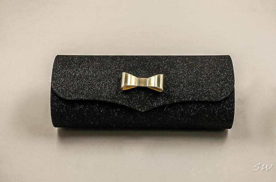 2021 Sunglasses, Black, Cylindrical Appearance, Handmade Glasses Case with Gold Bow Decoration, Fun Design, Delicate, Beautiful