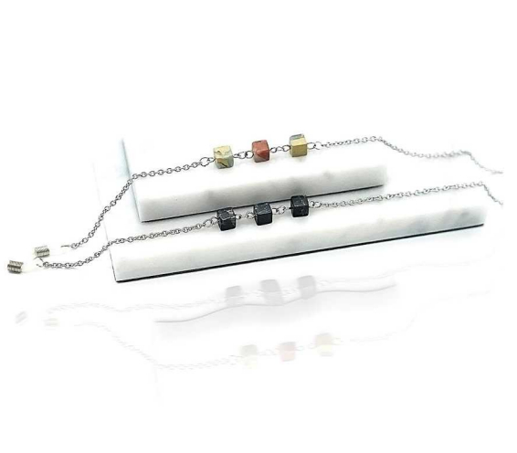 Stainless steel glasses cord chain with small stone decoration