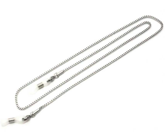 Silver glasses chain, stainless steel