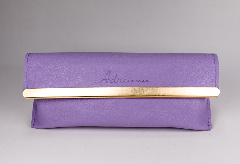 Purple Glasses Case Printed with LOGO And Set with Gold Edge, Looks Like A Small Leather Bag