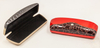 Four types of glasses cases printed with button patterns are novel in appearance