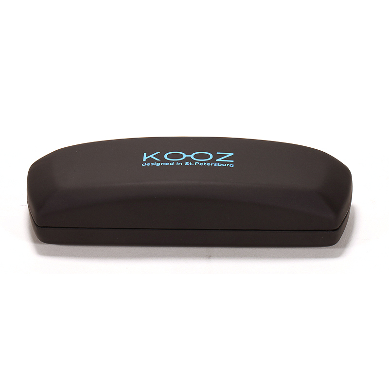 Hard Metal Bodied Eyeglass Case for Medium Frames in Matte Finish in Black with a logo 